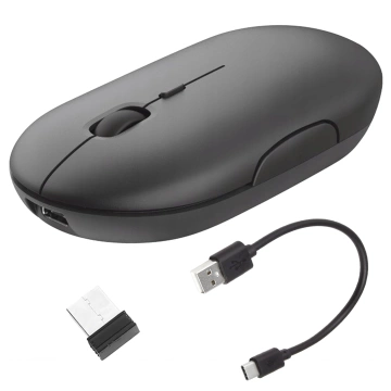 Alogy kabellose Maus, kleine ergonomische Maus für Laptop, PC, Bluetooth, 2,4 GHz, leise, Schwarz