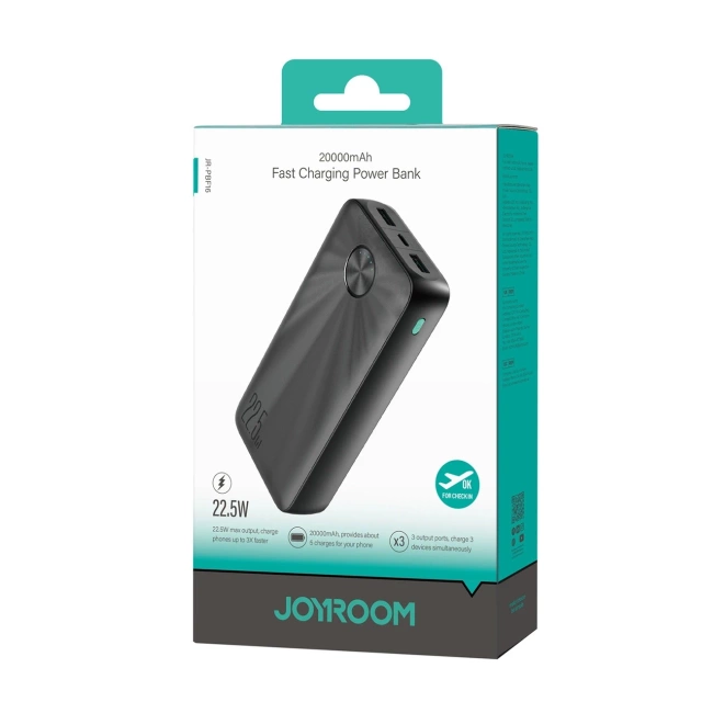 Joyroom 20000mAh Powerbank USB-C USB-A 22,5 Вт - чорний