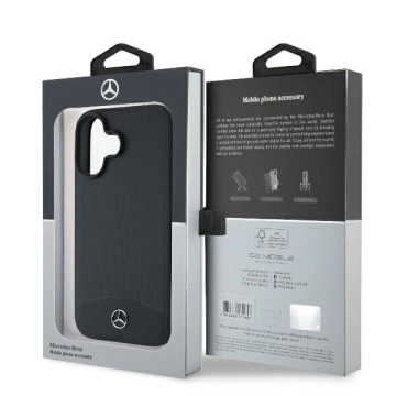 Чохол Mercedes iPhone 16 6.1" Czarny MagSafe Hardcase Textured And Plain Leather
