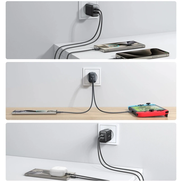 Мережевий зарядний пристрій Joyroom USB-C / USB-A 25 Вт SFC / PPS / PD - чорний