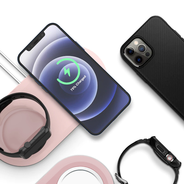 Držák nabíječky pro MagSafe 2v1 Alogy stojan pro Apple Watch / iPhone 12 13 Pink