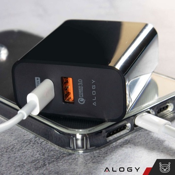 Alogy Quick Charge QC 3.0 USB-A Rýchla nabíjačka USB-C PD 65 W čierna