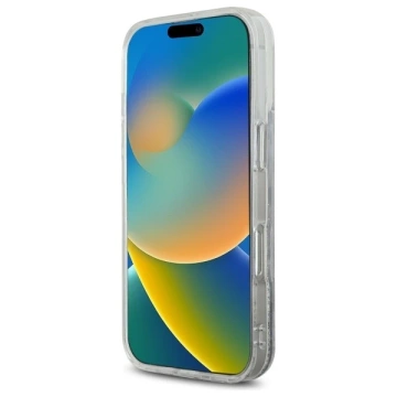 Etui Karl Lagerfeld pro iPhone 16 6,1" Magsafe Hardcase Transparentní tekutá třpytivá chupette hlava