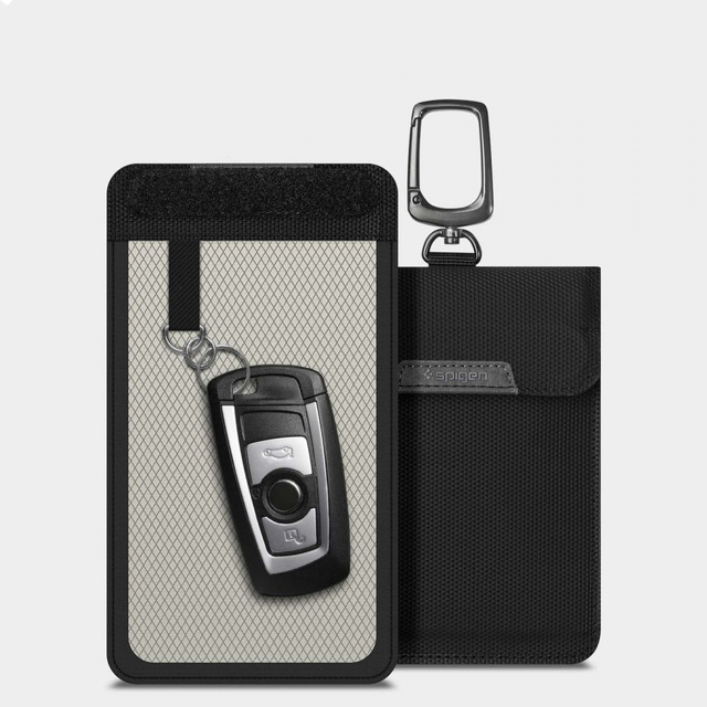 Anti-Theft Key Case Faraday Cage Spigen RFID Signal Blocker Black