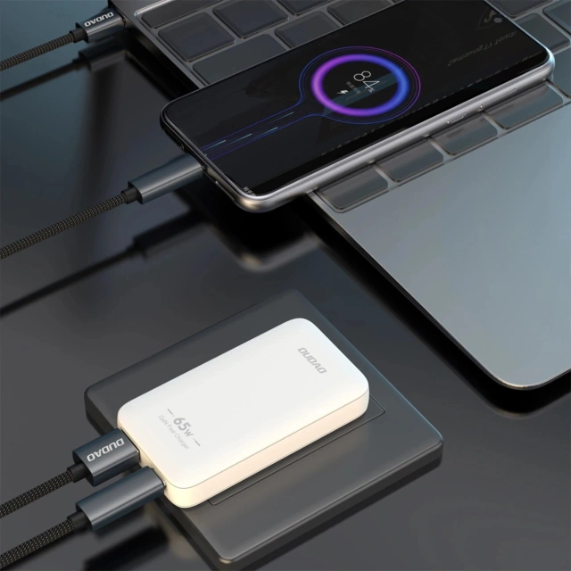 Dudao A65Q 65W GaN nabíjačka do siete USB-C/USB-A PD EU/US – biela