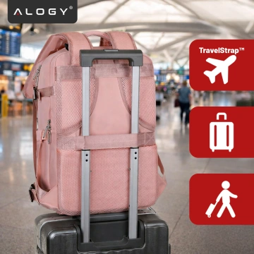 Plecak podróżny do samolotu Bagaż do SAMOLOTU 45x30x20 Wizzair Rayanair pracy szkoły Alogy Różowy