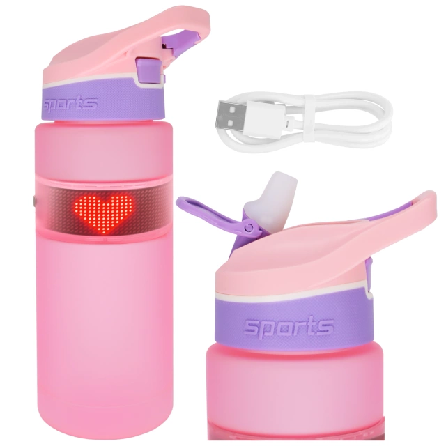 Alogy FitBottle™ 800ml Smart LED Drink Bottle with Display and Bluetooth Connectivity, Straw, Motivational, Reusable - Pink