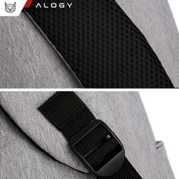 Backpack laptop bag 15.6" large waterproof with USB port Unisex 44x34x13cm for plane Alogy Backpack Gray