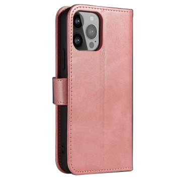 Magnet Phone Case pre iPhone 13 Pro Max elegantný kryt s flipovým krytom a funkciou stojana ružový