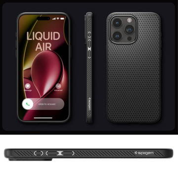 Case for iPhone 15 Pro Spigen Liquid Air Case, housing, protective back, Matte Black Glass
