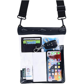 Vodotěsné pouzdro na telefon 7,2" Pouch Case Brašna s popruhem přes rameno Univerzální velké voděodolné 23x25cm černé