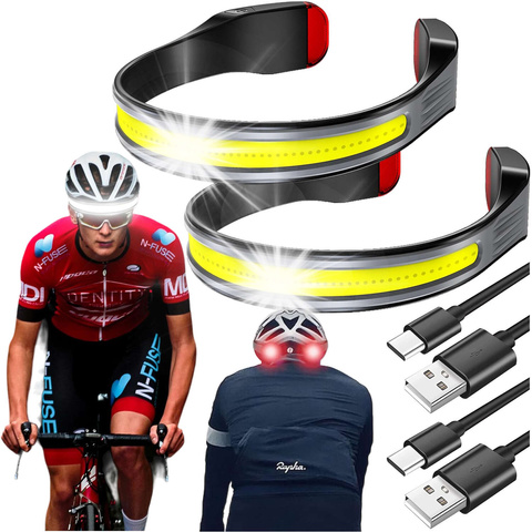 2x COB LED čelovka na beh na bicykli, výkonná, dobíjacia, USB typ C, čelovka Alogy, IPX4, čierna