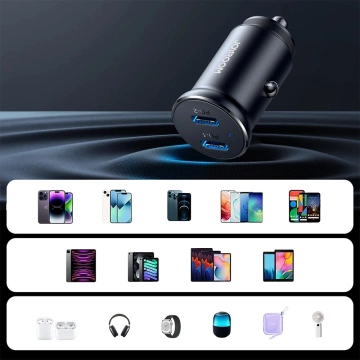 Joyroom JR-CCN06 30W kovová nabíjačka do auta, 2x USB-C – čierna