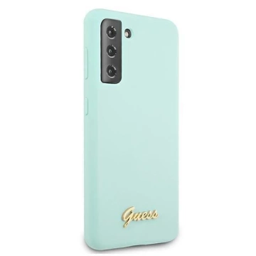 Guess GUHCS21MLSLMGLB S21 G996 niebieski/modré pevné puzdro Silicone Script Metal Logo