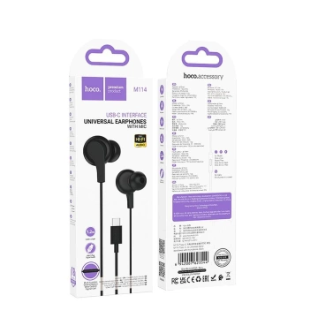 HOCO Wired Headphones Type C with Microphone M114 Black
