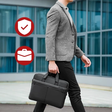 Mark Ryden 14" Laptop Bag, Waterproof, Stylish and Roomy, Lightweight 0.5kg, with Laptop and 9.7" Tablet Pocket and Suitcase Strap - Black