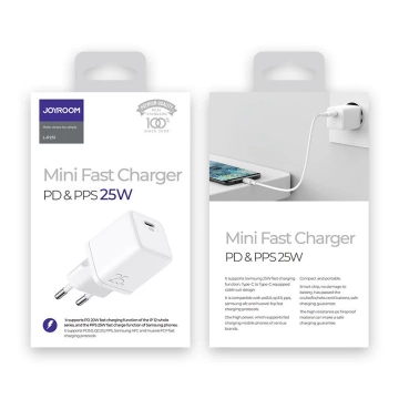Joyroom Fast USB Typ C Ladegerät 25W 3A EU Stecker Weiß (L-P251)