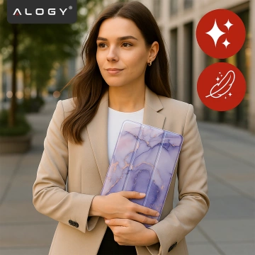 Захисний чохол для Apple iPad 10.9" 10 Gen 2022 / iPad 11" A16 11 Gen 2025 Hybrid з тримачем для стилуса, складний чохол з функцією підставки 2-в-1, чохол Alogy HybridBook™ – мармурово-фіолетовий