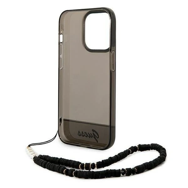 Etui Guess GUHCP14LHGCOHK do Apple iPhone 14 Pro 6,1" czarny/black hardcase Translucent Pearl Strap