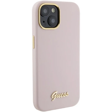 Guess GUHCP15SSMBSLP case for iPhone 15 6.1" pink/pink hardcase Silicone Script Metal Logo