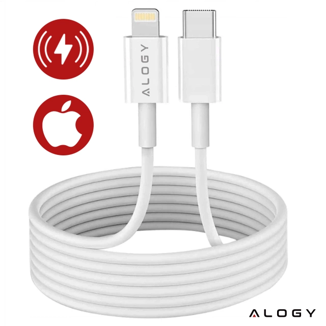 Alogy rýchla nástenná nabíjačka USB-C PD 20W Lightning kábel 1m Biela