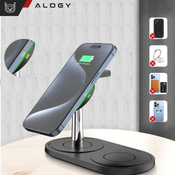 Індуктивний зарядний пристрій 3в1 для телефону годинник навушники Alogy Qi Charger для Apple iPhone Watch AirPods Black