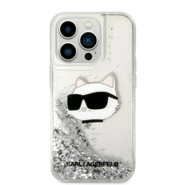 Etui Karl Lagerfeld KLHCP14XLNCHCS na iPhone 14 Pro Max 6,7" pevné puzdro Glitter Choupette Head srebrny/strieborný