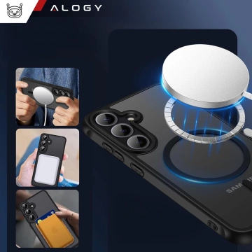 Puzdro na Samsung Galaxy S25 Plus, ochranný kryt na telefón, matné puzdro Alogy HybridMag™️ pre MagSafe, matná čierna