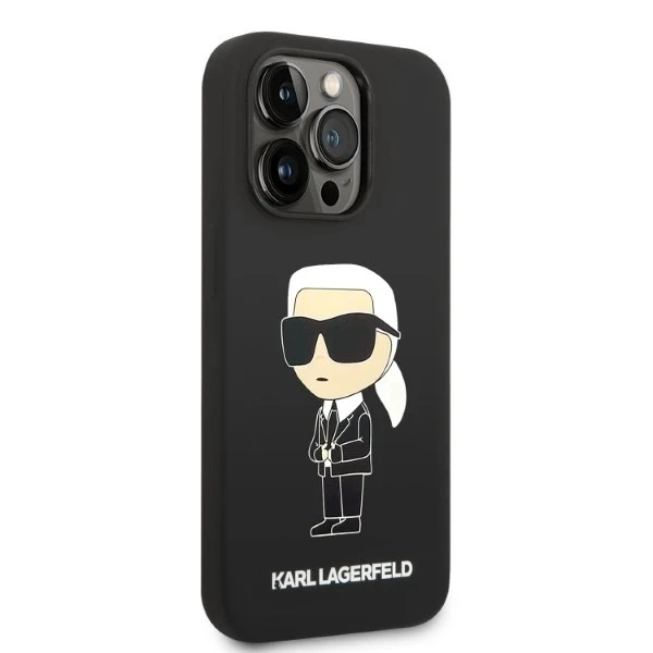 Ochranné puzdro na telefón Karl Lagerfeld KLHCP14LSNIKBCK pre Apple iPhone 14 Pro 6,1" pevné puzdro čierne/čierne silikónové Ikonik