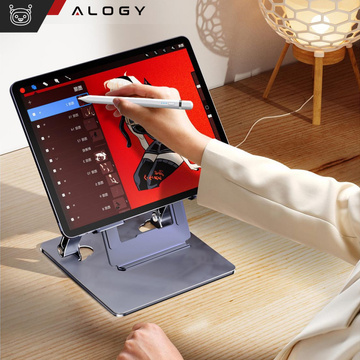 Držiak na notebook 17" stojan na tablet Macbook Stojan 2v1 skladací nastaviteľný hliník na stôl Alogy Graphite