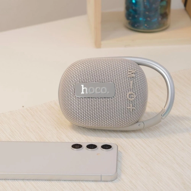Bluetooth reproduktor HOCO HC17 5W 2h s karabinou, šedý