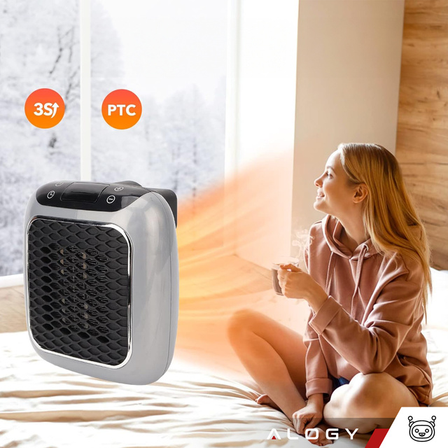 Powerful Mini Electric Heater Farelka Fan Heater for Socket Contact Pilot 800W Heater Heater EU Alogy Gray