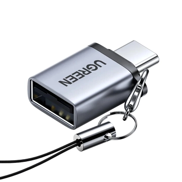 Ugreen US270 USB-C na USB-A 3.0 OTG adaptér s lankom, 5 Gb/s, sivý