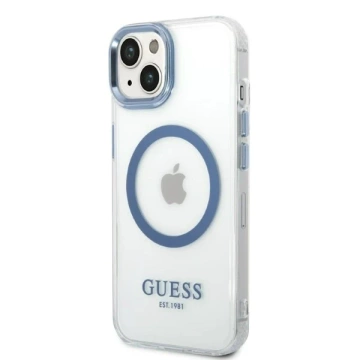 Na telefón Guess GUHMP14MHTRMB pre Apple iPhone 14 Plus 6,7" niebieski/modrý pevný obal Metal Outline Magsafe