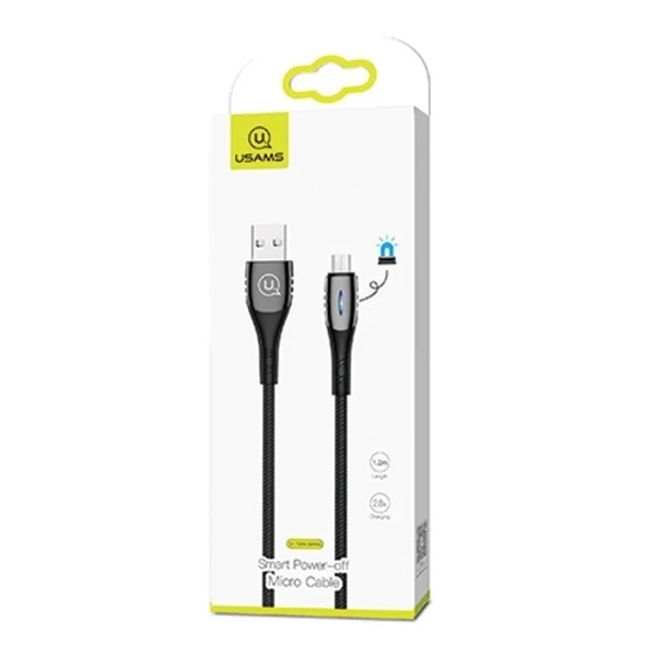 USAMS Pletený kabel U-Tone microUSB 1,2 m Vypínání 2A Rychlé nabíjení černý