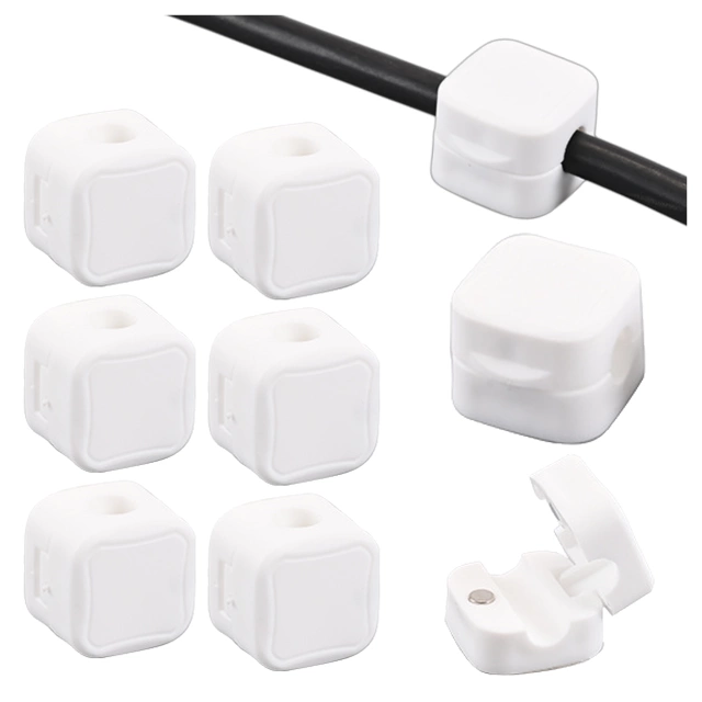 6x Alogy Magnetic Cable Holder 6-pack Cable Management for Desks, Cabinets, Walls, White