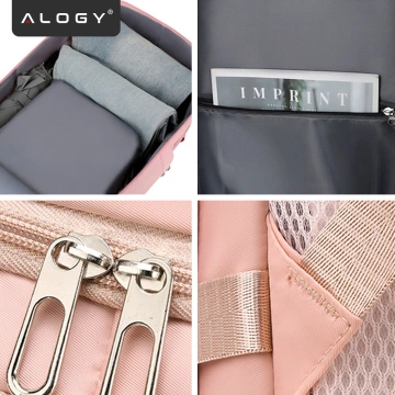 Dámsky cestovný ruksak na notebook na kufor Batožina do lietadla Práca do školy 45x30x20cm Alogy Pink