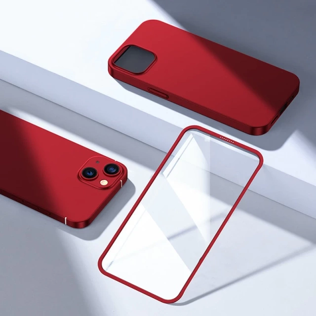 Joyroom 360 Full Case Cover for iPhone 13 Back Cover and Front Cover Tempered Glass red (JR-BP927 red)