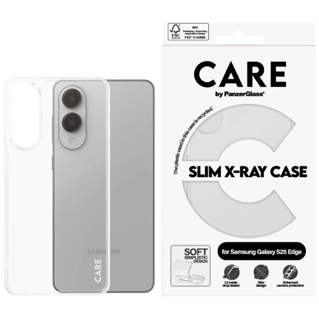 Чохол для Samsung Galaxy S25 Edge CARE від PanzerGlass Fashion X-Ray Clear