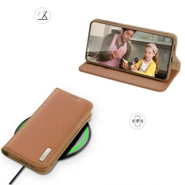 Dux Ducis Hivo protective case for Samsung Galaxy S23 flip cover wallet stand RFID blocking brown