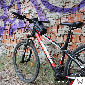 Pouzdro na cyklistickou brašnu na telefon 6,7 palcová brašna držák na rám na kolo prostorný 2l voděodolný Black Alogy
