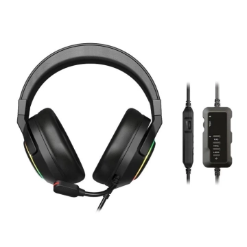 Tronsmart Sparkle RGB káblové USB slúchadlá okolo uší s mikrofónom a diaľkovým ovládačom pre hráčov čierne (467600)