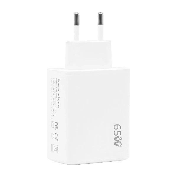 Nabíjačka Ecobox USB 2xType-C 65W PD PPS do steny, biela