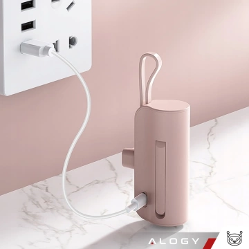 PowerBank 5000mAh Alogy kapesní malá externí nabíječka Powerbanka USB-C a lightning Pink