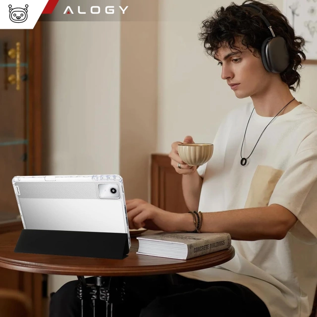 Etui do Lenovo Tab K11 / K11E 11” M11 10.95" TB330FU/TB330XU/TB331FC Smart Case Pencil z klapką obudowa Alogy Czarno-przezroczyste