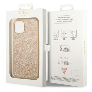 Etui Guess GUHCP14MHGGSHD pro Apple iPhone 14 Plus 6,7" złoty/zlatý pevný obal Glitter Script
