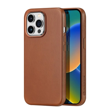 Dux Ducis Naples pouzdro pro iPhone 14 Pro Max magnetické kožené pouzdro MagSafe hnědé