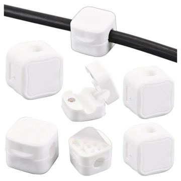 6x magnetický držák kabelů Alogy, sada 6 kusů, správa kabelů pro stoly, skříňky, stěny, bílá