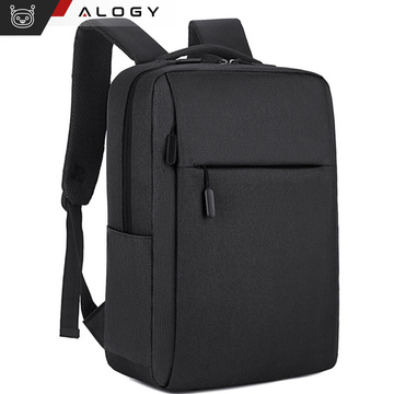 Rucksack Laptoptasche 15,6" groß wasserdicht mit USB-Anschluss Unisex 41x29x12cm für Flugzeug Alogy Rucksack Schwarz