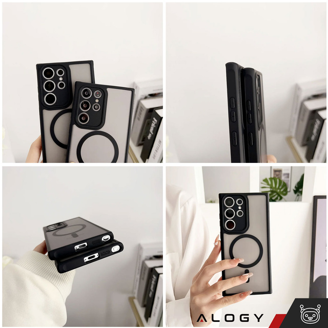 Puzdro MagSafe Alogy Ring Mag Clear Case pre nabíjačky Samsung Galaxy S23 Ultra Qi Black